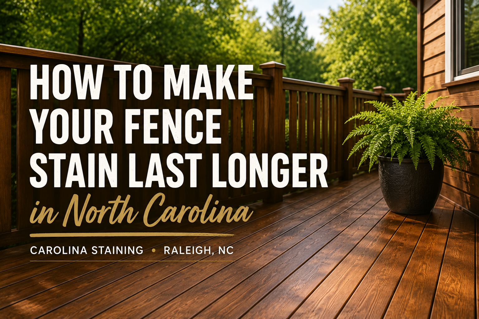 Freshly stained wooden fence with long-lasting finish